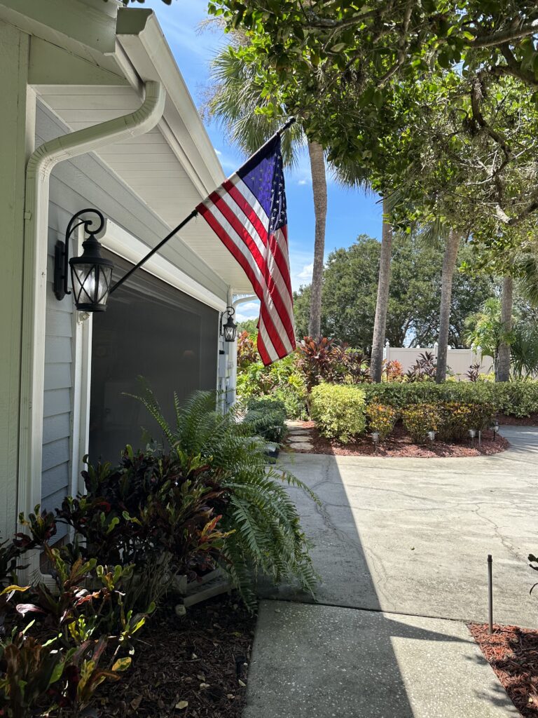 American flag at a homeowner garage