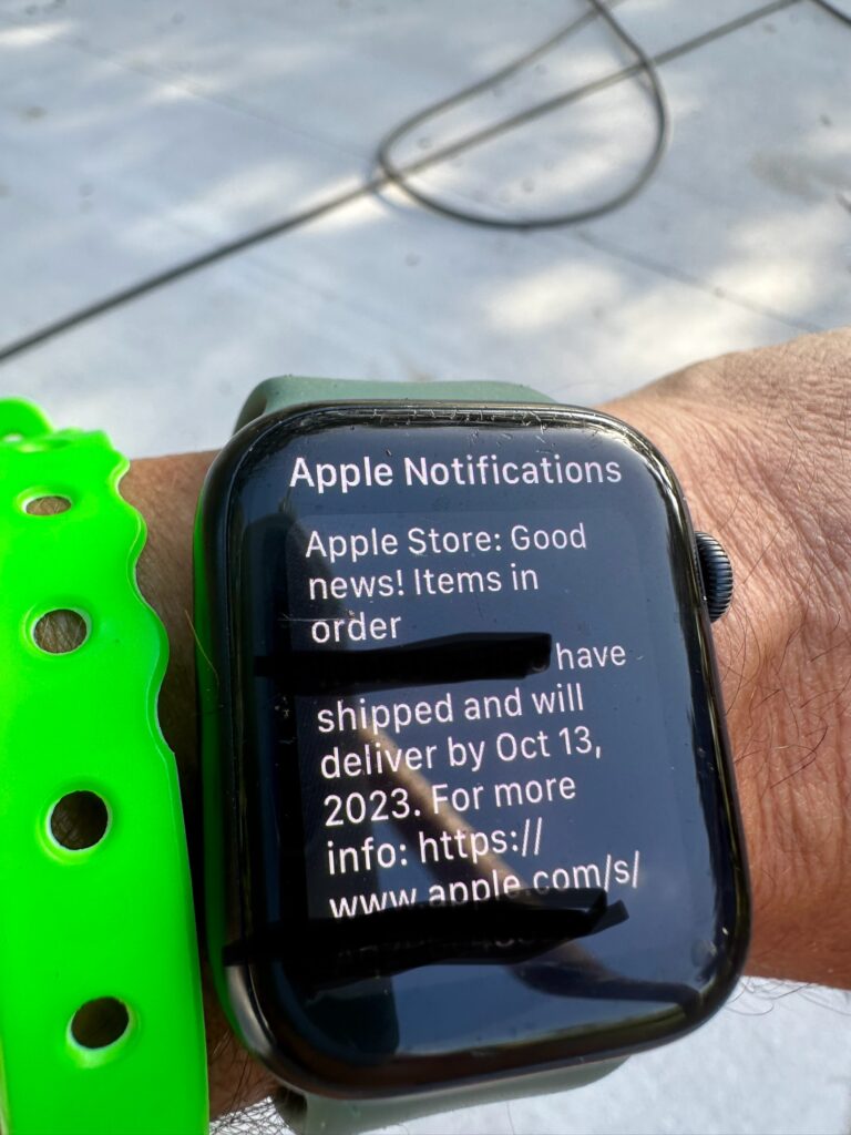Apple Watch message from Apple