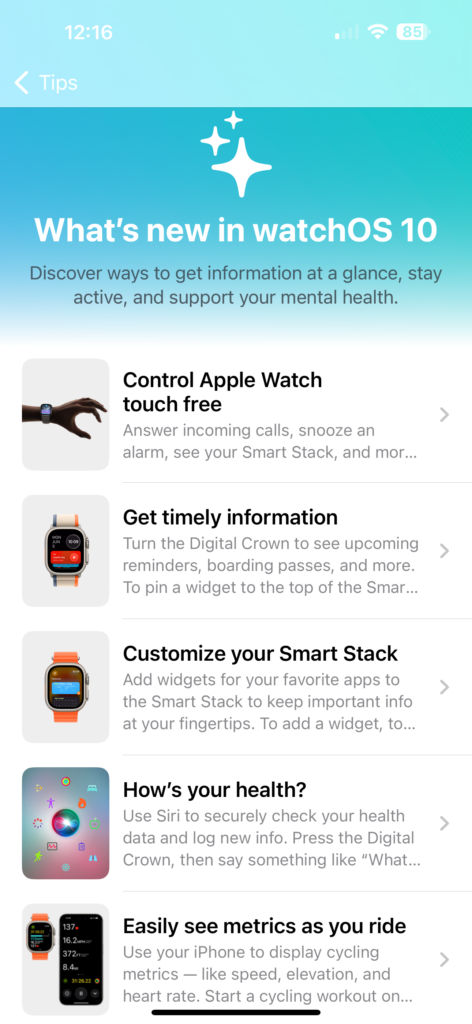 Apple Watch iOS update information