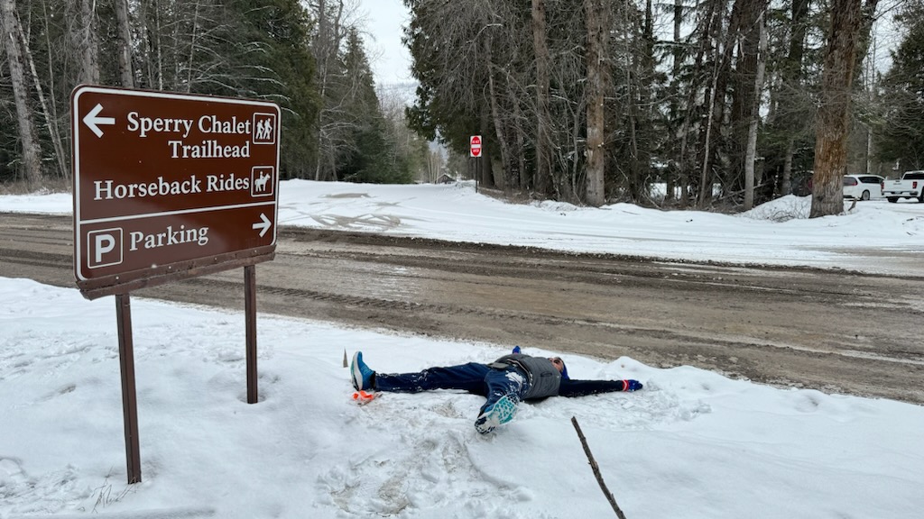 Person doing snow angel