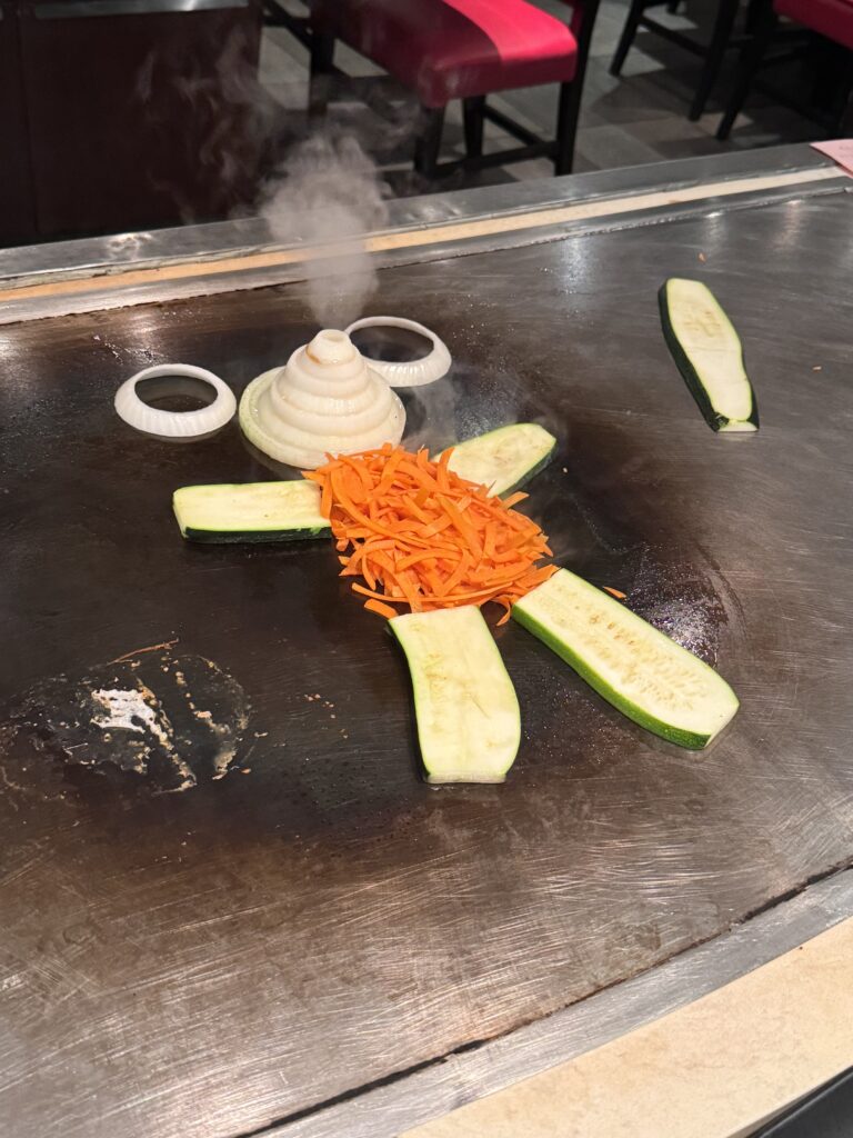 Japanese steakhouse, vegetable arrangement