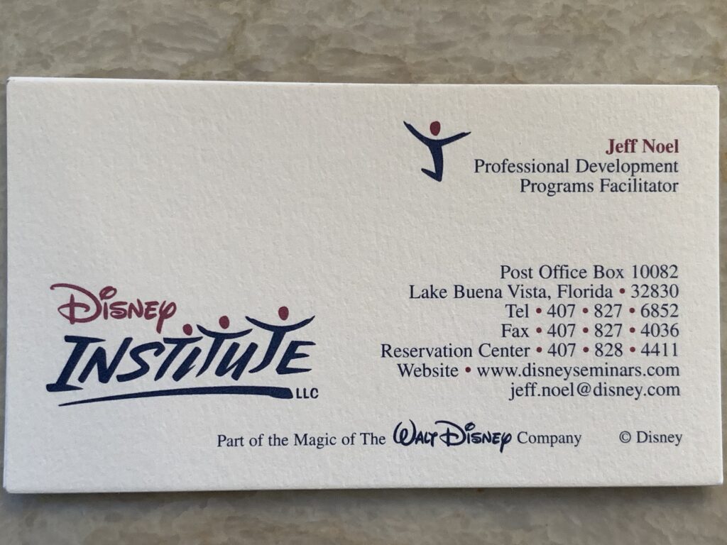 1990's Disney Institute business card