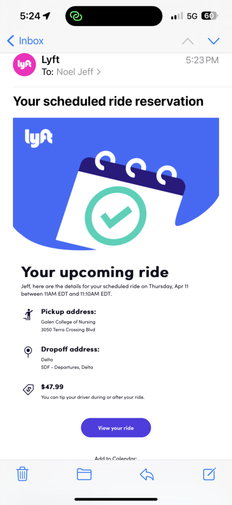 Lyft scheduled ride