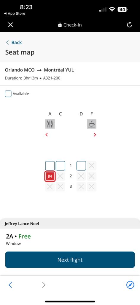 First class seating chart