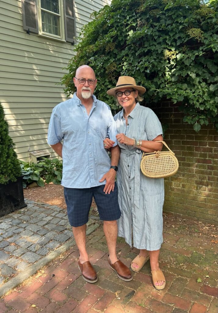 A couple celebrating 42 years of marriage posing