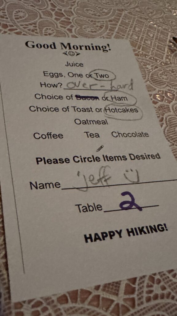 Paper breakfast order form