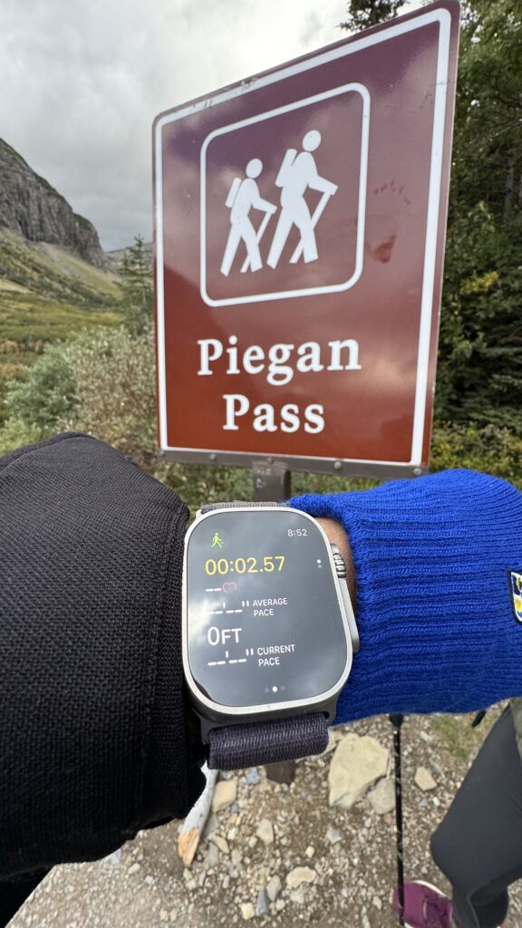 Apple Watch fitness ap in mountains