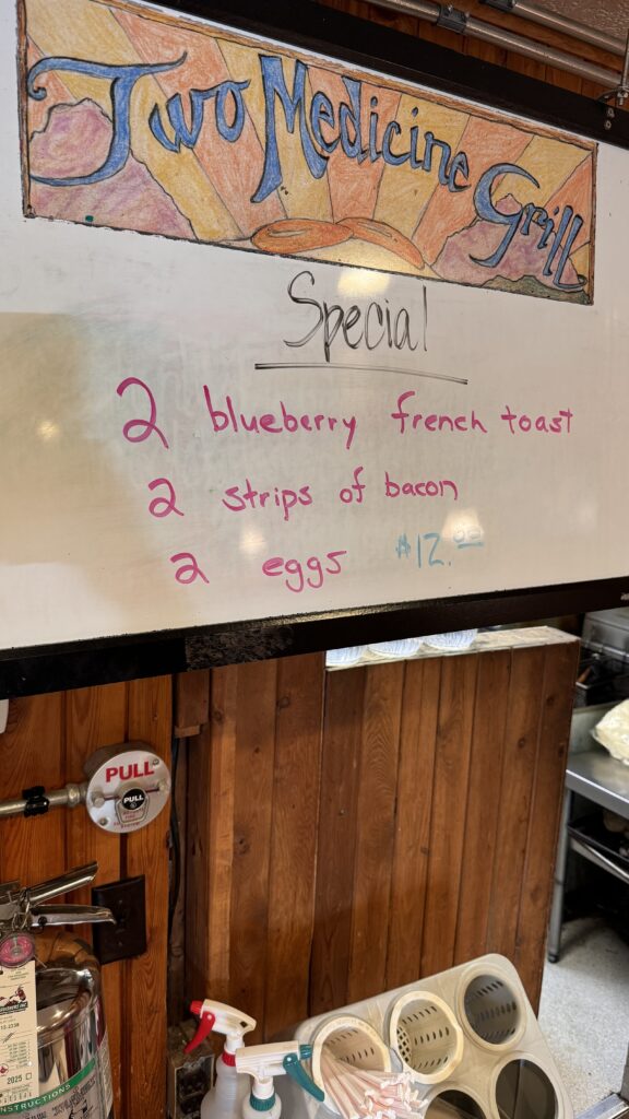 small cafe white board breakfast special