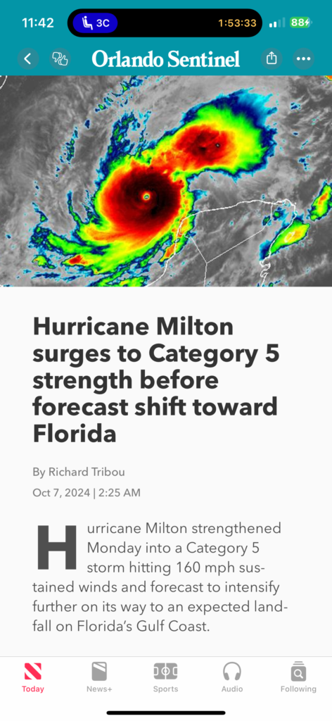 Hurricane Milton news brief