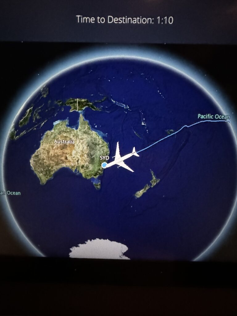 Flight map from USA to Australia