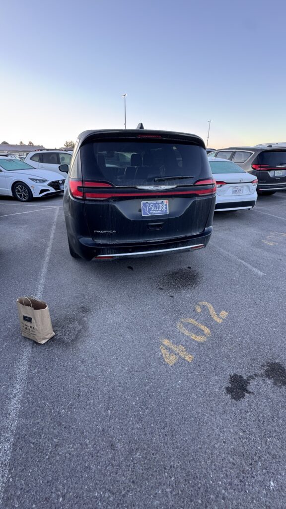 Rental van in parking lot