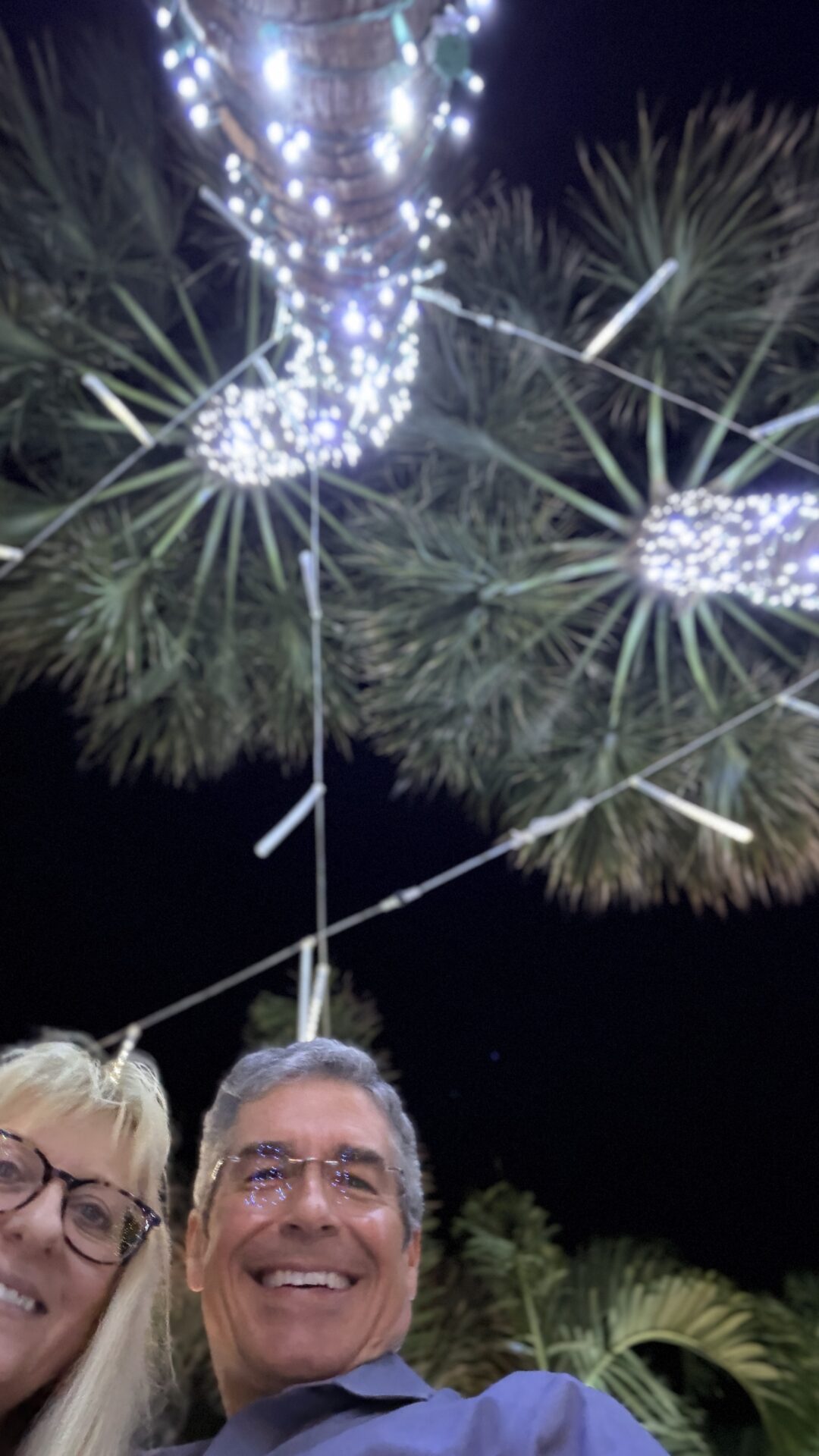 Honeymoon couple at beach resort at Christmas 