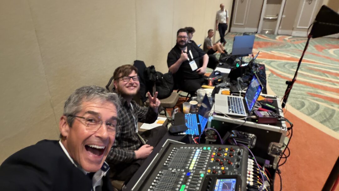 disney keynote speaker Jeff Noel with AV team