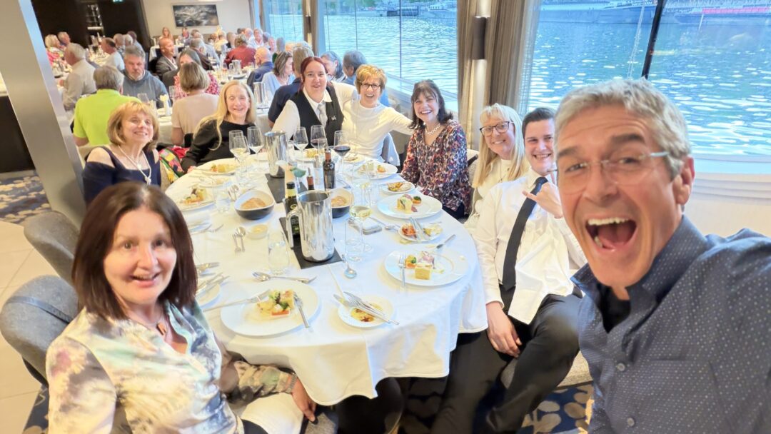 Large dinner table party