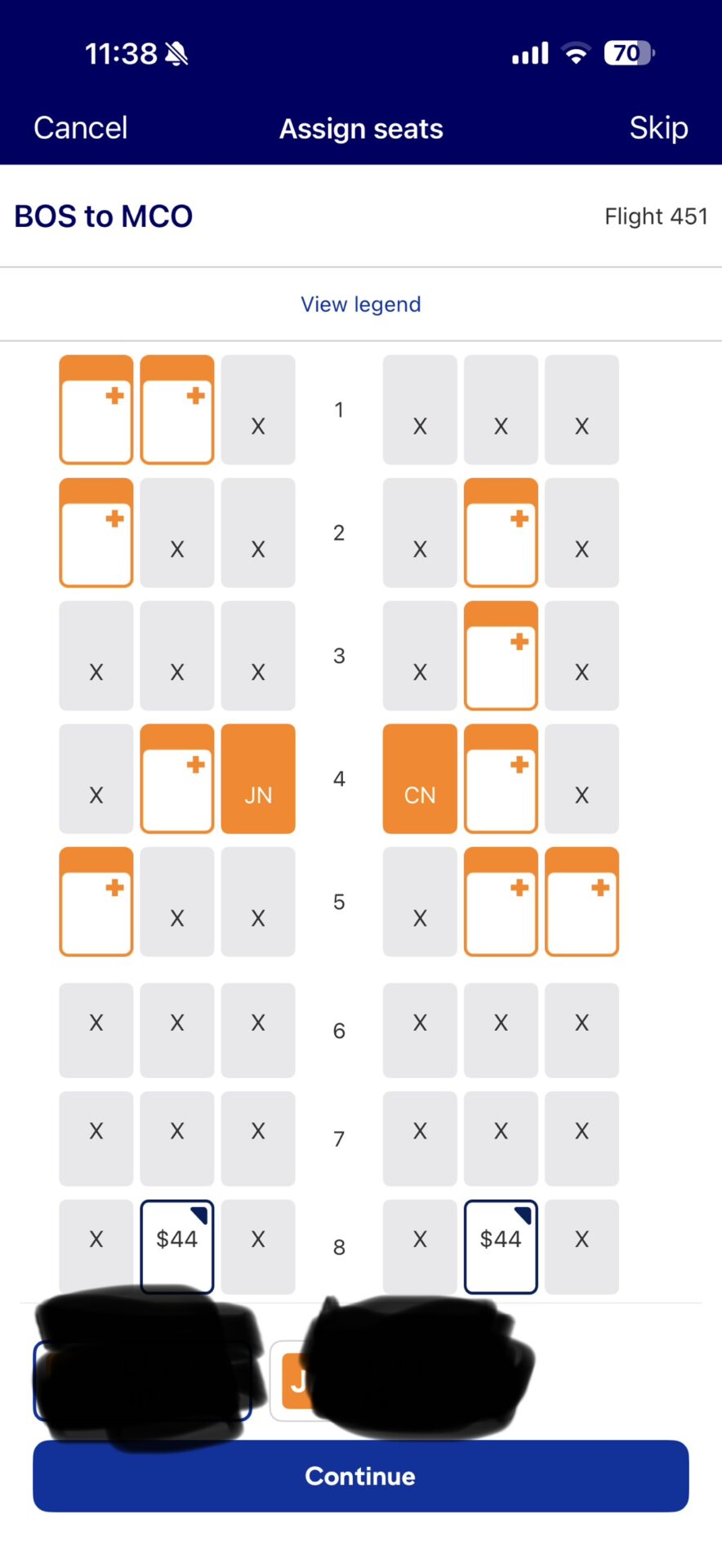 Airplane seat Map