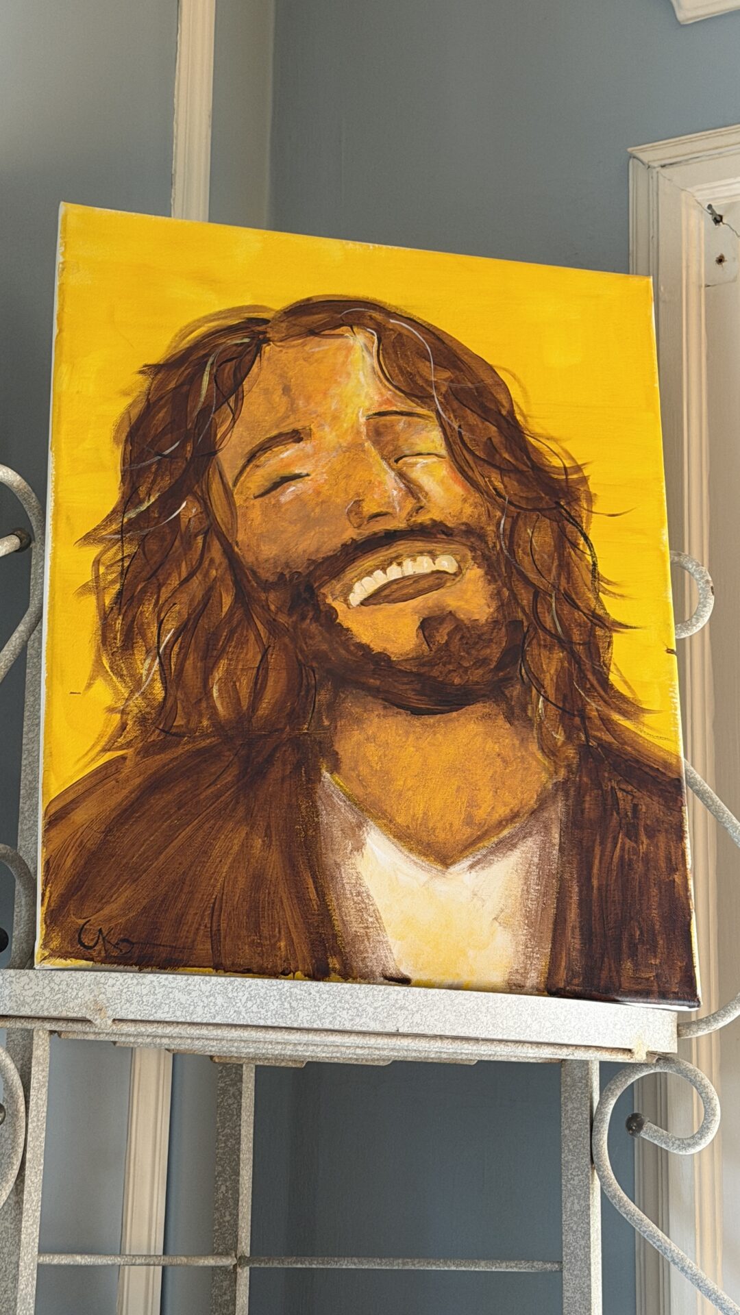 smiling Jesus painting