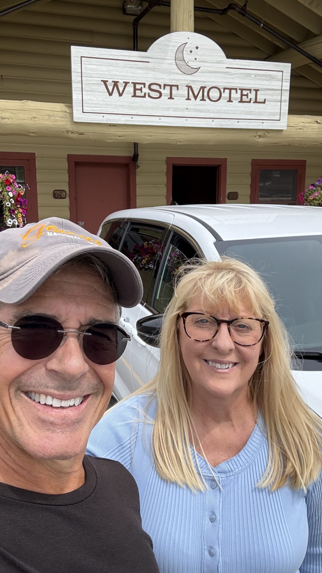 two seniors at Glacier National Park Motel